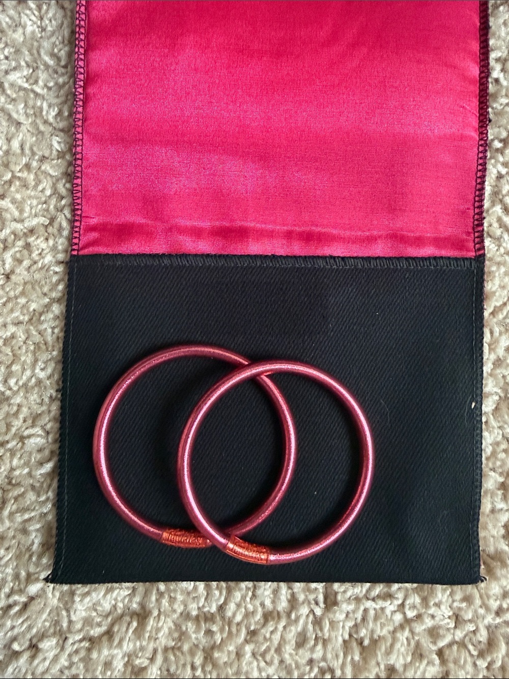 Women's Metallic Pink Shoulder Bag Handle Rings - Pair